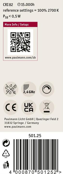 Image du produit Paulmann Bougie Zigbee (E14, 5 W, 400 lm, 1 x, G)