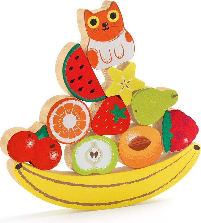 Actual product image Djeco Wooden puzzle - Balancing game - Fruits (11 pieces)