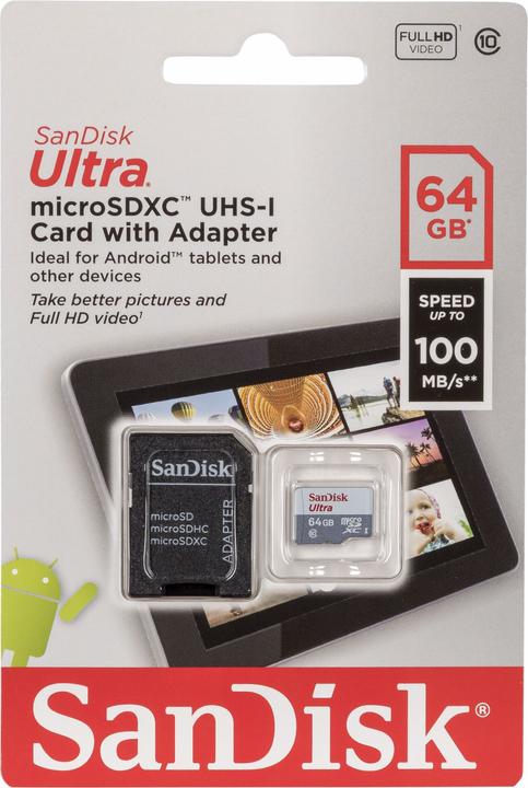 Productafbeelding SanDisk Ultra (64 GB, microSDXC, U1, UHS-I)