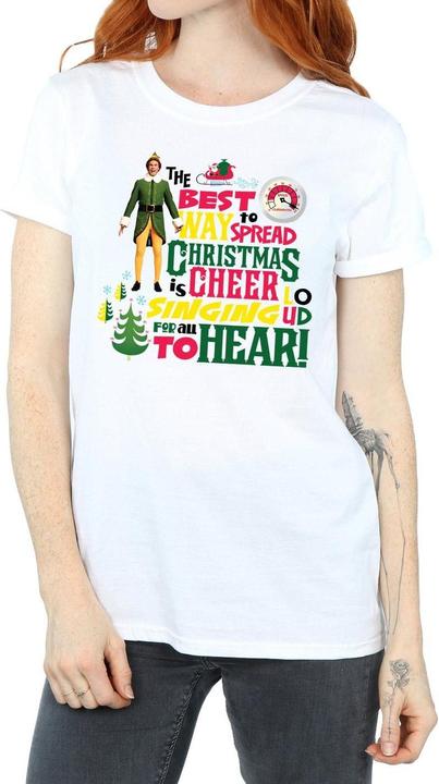 Actual product image Elf Womens/Ladies Christmas Cheer Cotton Boyfriend T-Shirt (S)