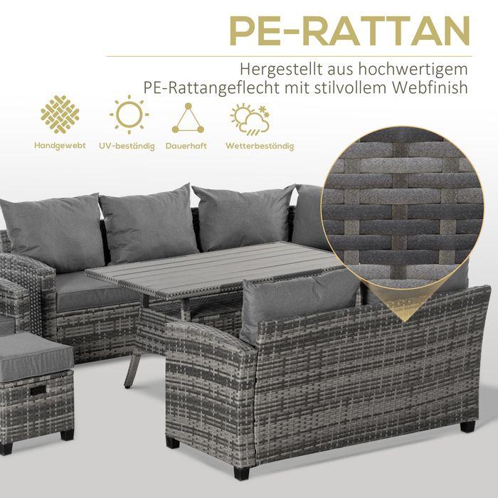 Produktbild Swisshandel24 Luxus Polyrattan Gartenmöbel Set für 7 Personen Gartengarnitur Loungemöbel mit Beistelltisch Sitzkis