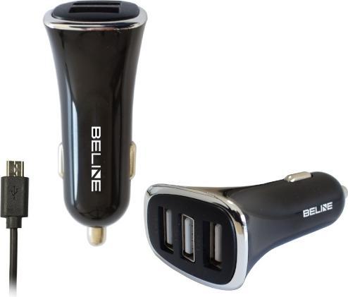 Beline Ład. sam. 3xUSB + microUSB 4A czarna/black