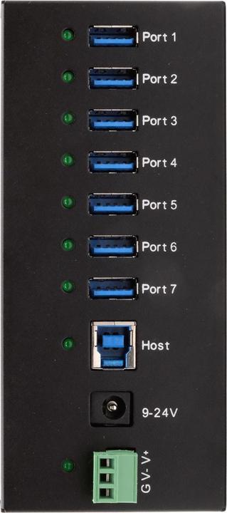 Produktbild Exsys 7 Port USB 3.2 Gen 1 HUB Metall-Gehäuse, inkl. USB 3.0 Kabel, Din-Rail und Wandm (USB-B, 7 Ports)