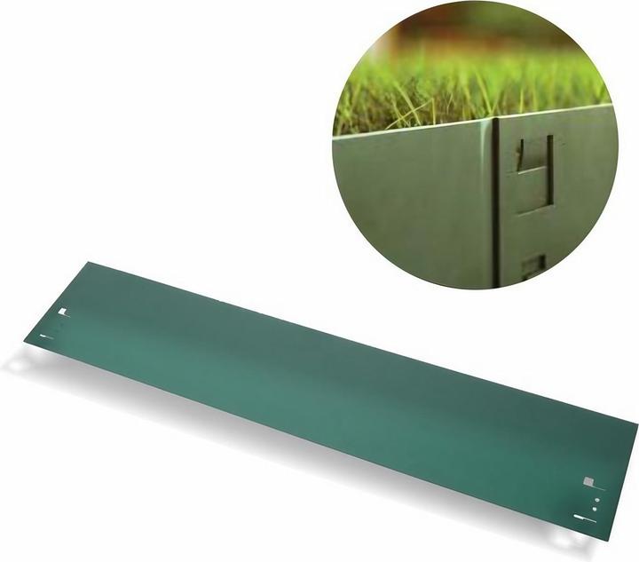 Produktbild Green Split Rasenkanten Metall 13.5cm x 120cm Grün | Beeteinfassung | Beetumrandung | Beetbegrenzungen (120 cm)