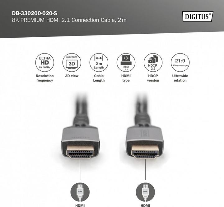 Actual product image Digitus 8K HDMI Ultra High Speed Connection Cable (2 m, HDMI)