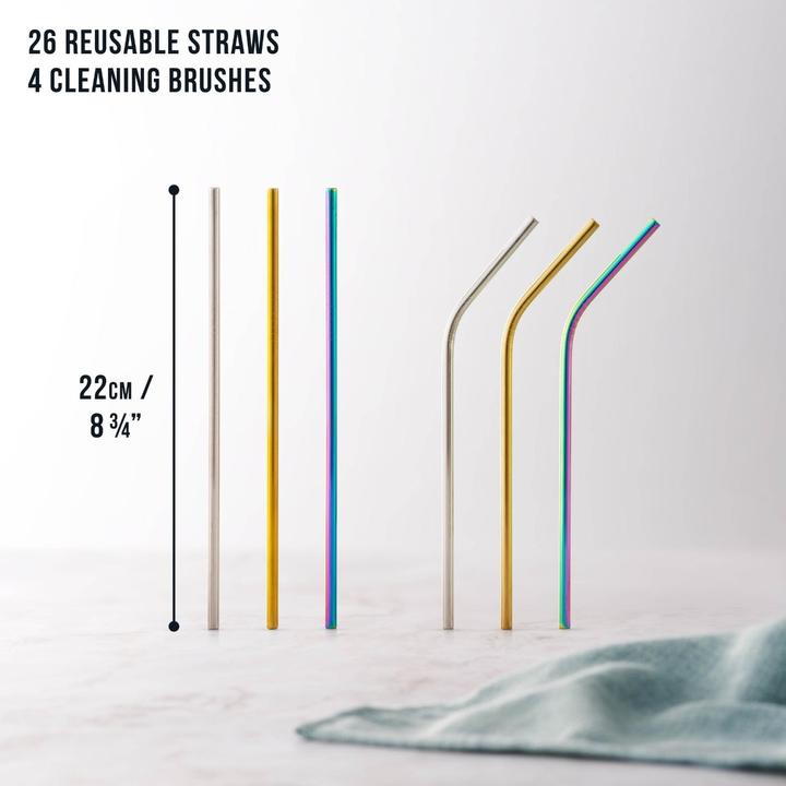 Produktbild Oak & Steel Trinkhalme Edelstahl 30 Stück Mehrfarbig (30 x)
