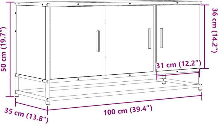 Image du produit VidaXL Armoire TV Lowboard Meuble TV Métal dérivé du bois (100 x 35 x 50 cm)
