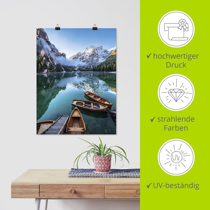 Immagine prodotto Artland Pellicola murale autoadesiva Pragser Wildsee in Alto Adige U3GV (30 x 40 cm)
