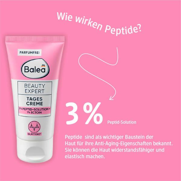 Produktbild dm Balea Beauty Expert Tagescreme mit 3% Peptid-Solution & 1% Ectoin (50 ml, Tagescreme)