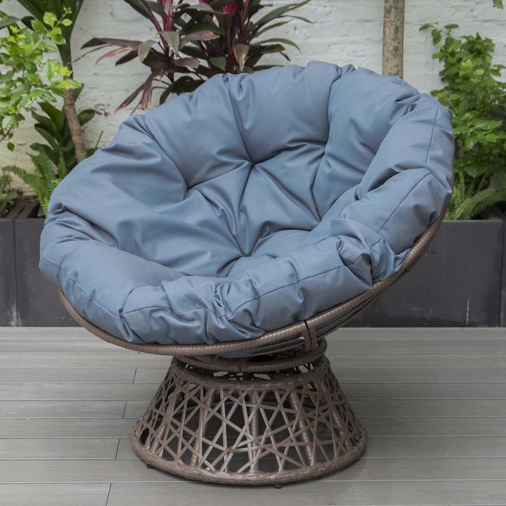 Image du produit PureHaven Fauteuil lounge 92x80x80,5 cm en rotin Coussin rond pivotant 360 degrés facile à entretenir élégant