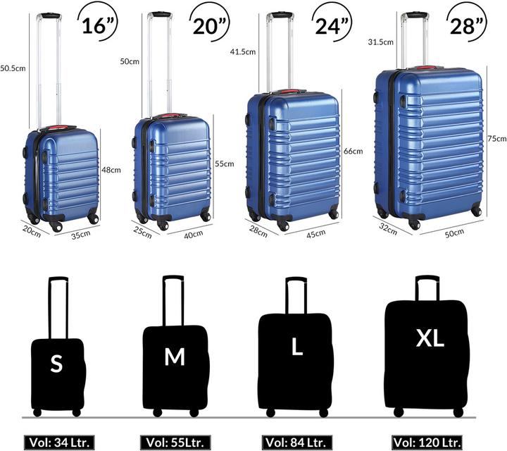 Produktbild Monzana Hartschalenkoffer (120 l, Handgepäck (bis 50l), M (50 - 90l), L (90 - 115l))