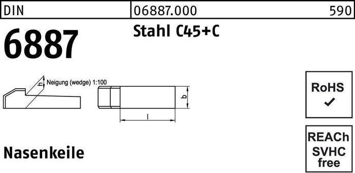Produktbild Nasenkeil DIN 6887 8 x 7 x 60 Stahl C45+C (0.06 m)