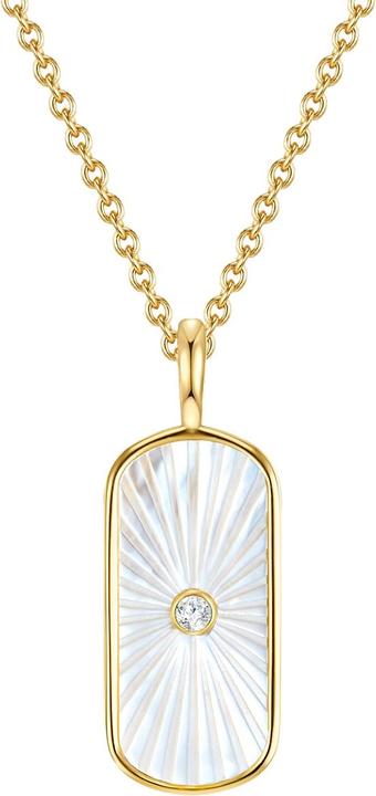 Glanzstücke München Damen Sterling Silber Zirkonia Perlmutt gelbgold 45,0 cm Basiskette + 5,0 cm Verlängerung - 29077 (Sterling Silber, 45 - 50 cm)