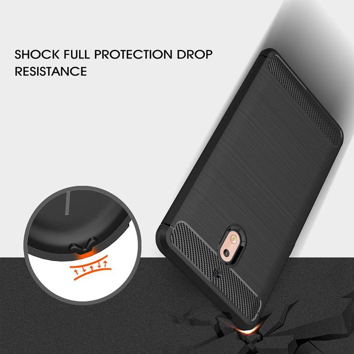 Produktbild König Design Nokia 2.1 Case Carbon Fiber Optik Brushed Schutz Hülle Bumper Etui Cover Schwarz (Nokia 2.1)