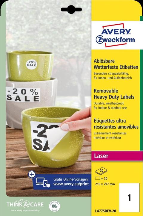 Actual product image Avery Weatherproof labels, removable