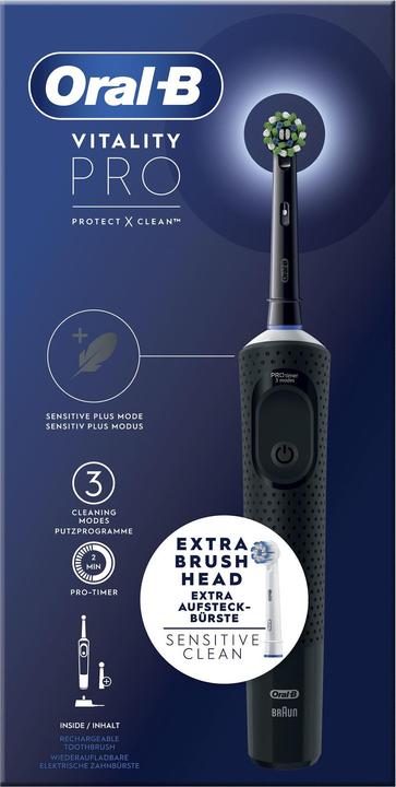 Image du produit Oral-B Vitality Pro Brosse à dents rotative vibrante pour adultes Noir (Brosse à dents oscillo-rotative)