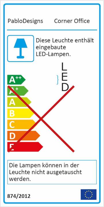 Energy Label Pablo Design Corner Office 30 Acoustic Panel Table Lamp (6000 lm)