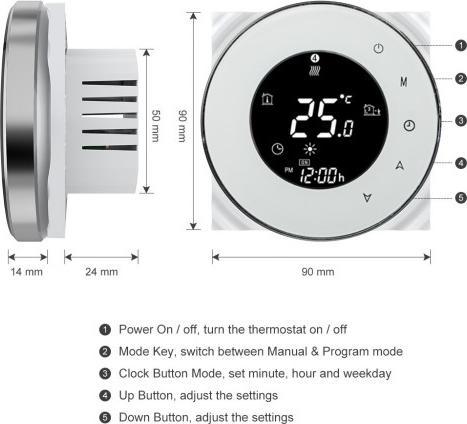 Actual product image Renov8 Thermostat for gas boiler control - NON WI-FI - compatible 86x86 box