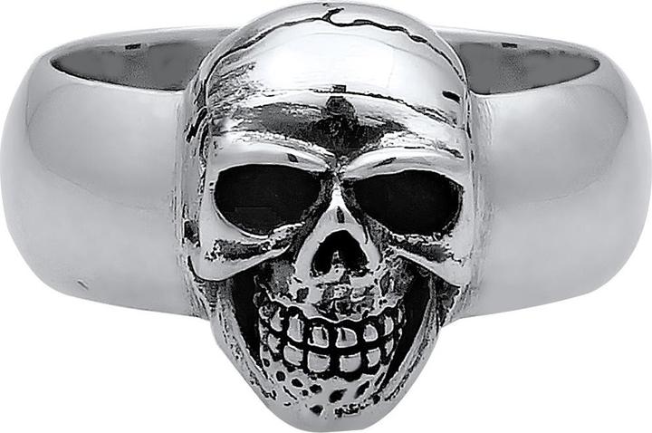 Image du produit Kuzzoi Bague Homme Sceau Tête de mort Oxydée Argent 925 (66, Argent 925)