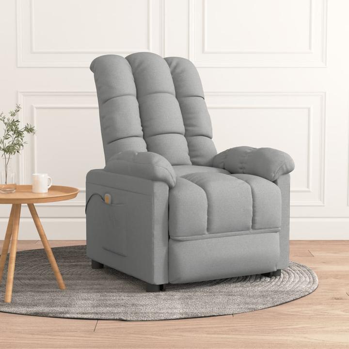 Produktbild VidaXL Massagesessel Fernsehsessel Relaxsessel Sessel Liegesessel Hellgrau Stoff