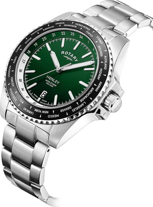 Immagine prodotto Rotary GB05370/78 Henley World Timer Orologio da uomo 41mm 10ATM (Orologio da polso analogico, 41 mm)
