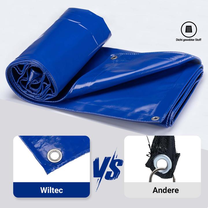 Produktbild Wiltec Abdeckplane wetterfest blau 3x5m Polyester Gartenplane 650g/m² Ösen Plane