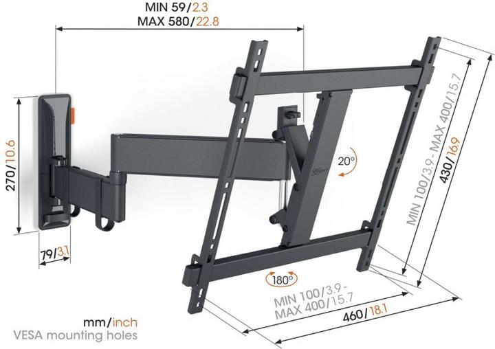 Vogels TVM 3445 (Wand, 65", 25 kg)