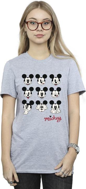 Actual product image Disney Womens/Ladies Mickey Mouse Many Faces Cotton Boyfriend T-Shirt (XXL)