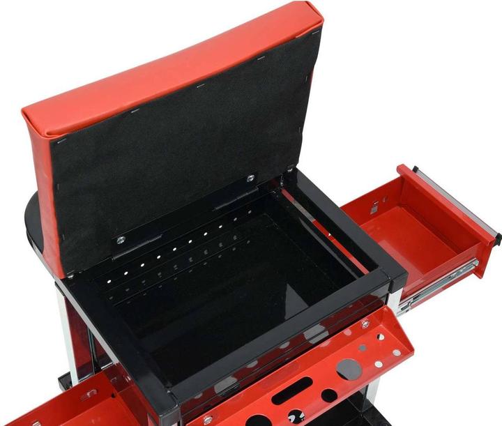 Produktbild Yato Profi Werkstatthocker mit 2 Schubladen, Staufach und Ablage, 360° drehbar, 4 Rollen, stabile un