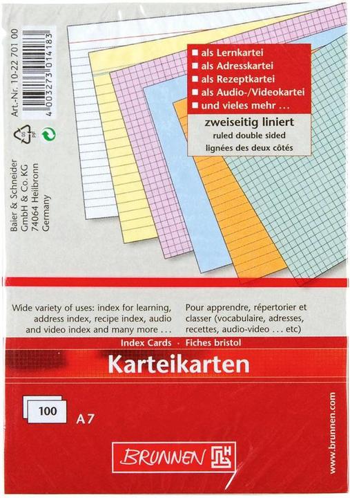 Immagine prodotto Schede di indice A7 foderate (A7, 190 g/m², 100 x)
