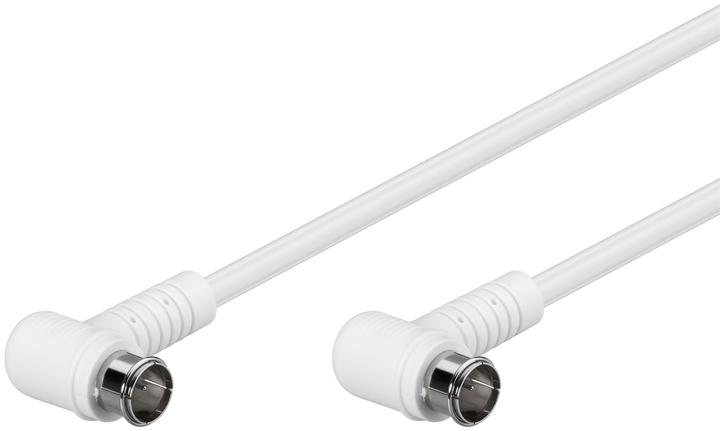 Actual product image Goobay SAT angle connection cable, F-Quick, 100% shielded, White, 5 m (85 dB, Antenna cable)