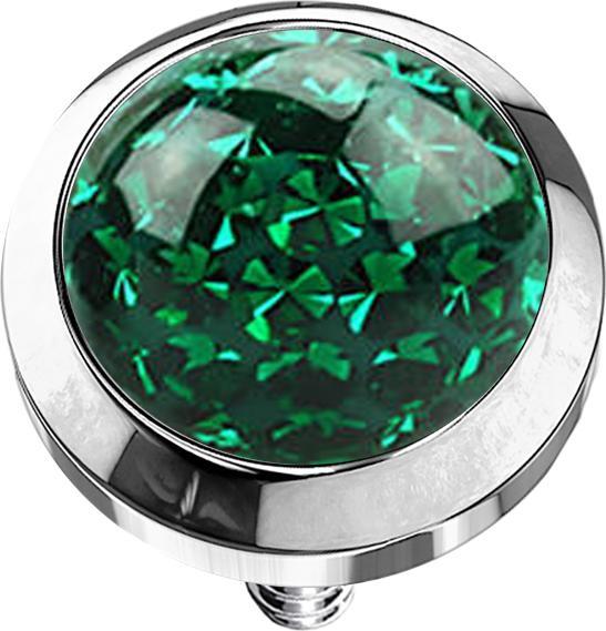 Produktbild Star Piercing Dermal Anchor Kristall Kuppel grün Epoxy Schutzschicht (Chirurgenstahl 316L, ohne Messing)