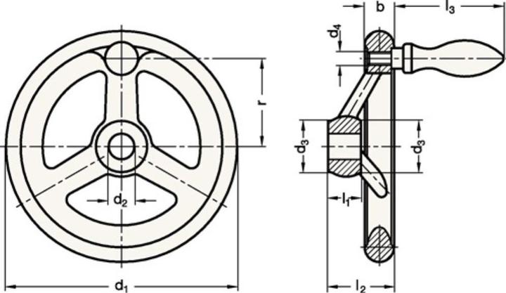 Immagine prodotto Ganter Volantino GN 950 b 22 mm d1 200 mm d2 20 mm