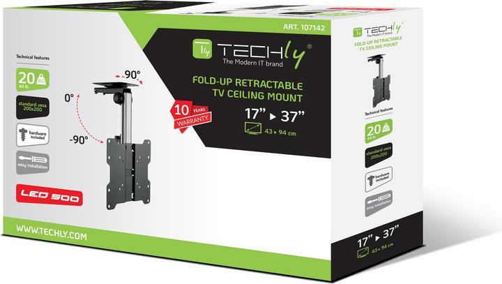 Actual product image Techly Ceiling Mount Foldable and Retractable for LCD TV LED 17-37" (Various)
