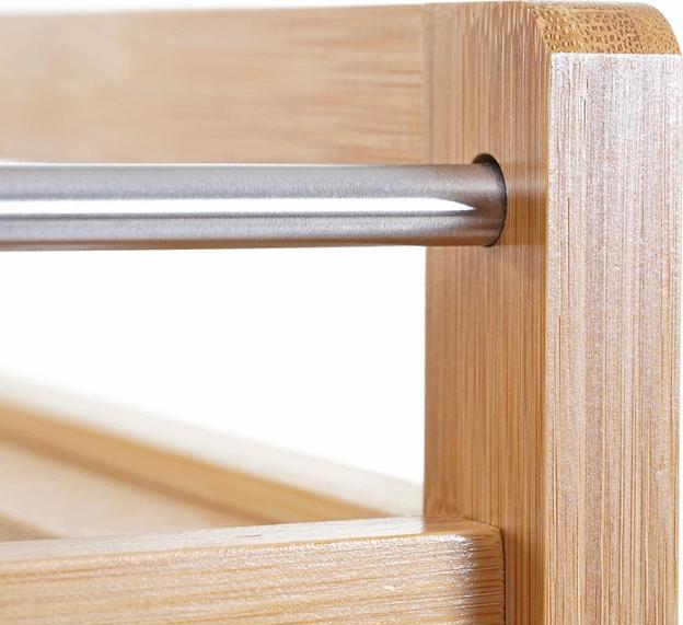 Immagine prodotto Swisshandel24 Carrello, ripiano rotante Carrello multiuso, 3 livelli con 2 cestini portaoggetti Bambù marrone