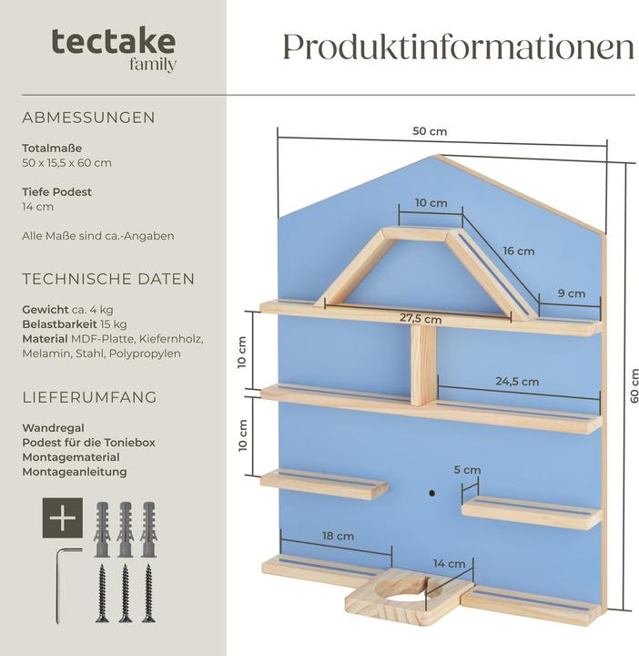 Produktbild tectake Wandregal Mylittle Story für bis zu 50 Tonies