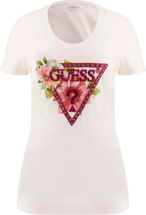 Guess Damen T-Shirt mit dreieckigen Perlen