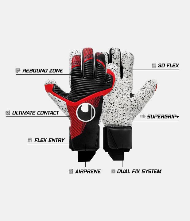 Image du produit Uhlsport Gants de gardien de but Powerline Supergrip HN noir/rouge/blanc (7.5)