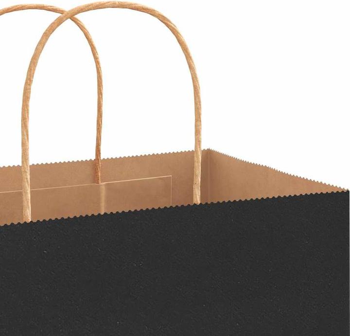 Produktbild VidaXL Kraftpapiertüten 50 Stk. mit Henkel Schwarz 32x12x42 cm Papiertüte (Geschenktüte, 50 x)