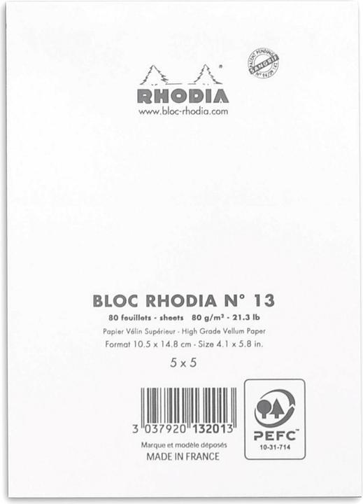 Produktbild Rhodia Blöcke geheftet 80g Basics (A6, Kariert)