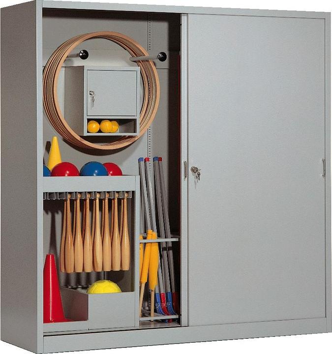 Produktbild C+P Sportgeräteschrank (HxBxT: 195x190x60 cm, mit Vollblech-Schiebetüren, Typ 5)