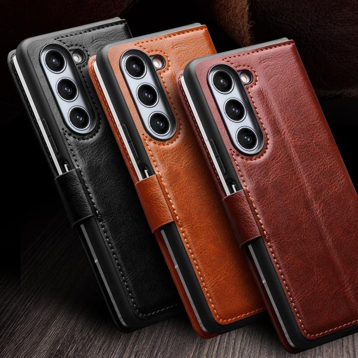 Produktbild QiAlino Hülle Flip mit magnetischem Verschluss Dunkelbraun (Samsung Galaxy Z Fold6)