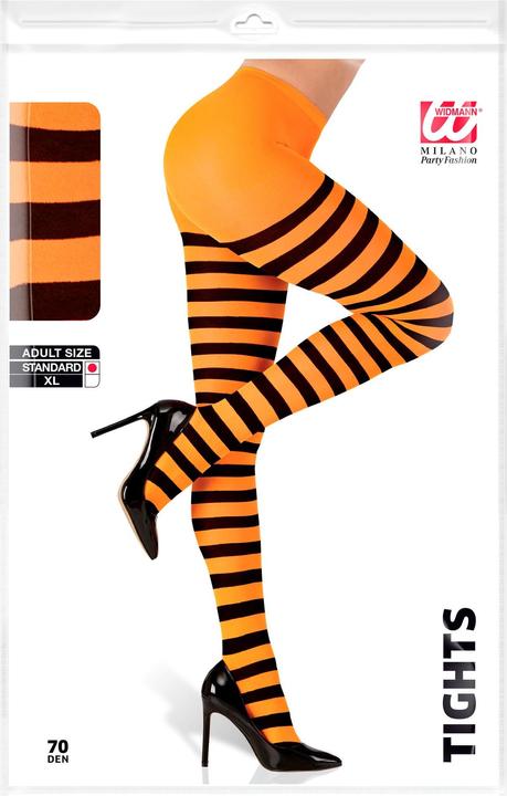 Actual product image Widmann Orange-Schwarz Gestreifte Strumpfhose 70 Den, XL
