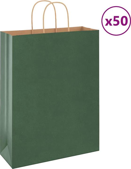 Image du produit VidaXL Sacs en papier kraft 50 pcs. avec anse Vert 32x12x42 cm Sac en papier (Pochette cadeau, 50 x)