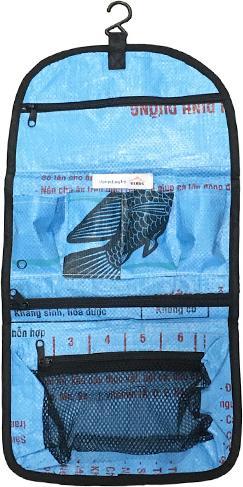 Produktbild Bekos Upcycling - Waschtasche zum Aufhängen aus recyceltem Reissack Blume
