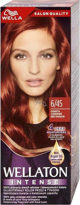 Actual product image Wella Wellaton Intense Permanent Hair Color with Argan Oil 6/45 Red Passion - 1 piece (0108)