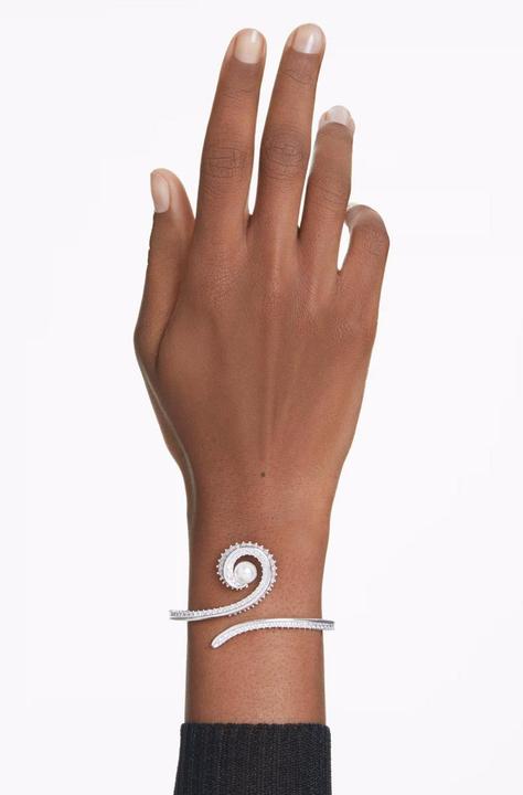 Produktbild Swarovski x Ariana Grande Armreif Kristallperle Baguette Schliff Weiss Rhodiniert (5.50 cm, Swarovski Metall)
