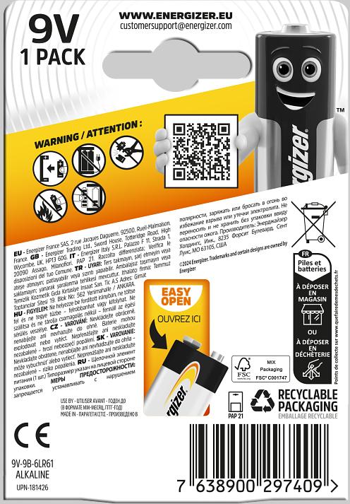 Actual product image Energizer 9 V Block-Batterie (1 pcs., 9V Block)