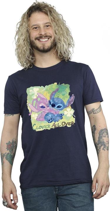 Actual product image Disney Mens Lilo And Stitch St Patrick's Day Clover T-Shirt (XL)