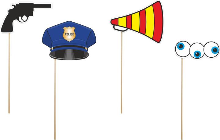 Immagine prodotto Partydeco Set di oggetti fotografici per la festa della polizia da 4 pezzi